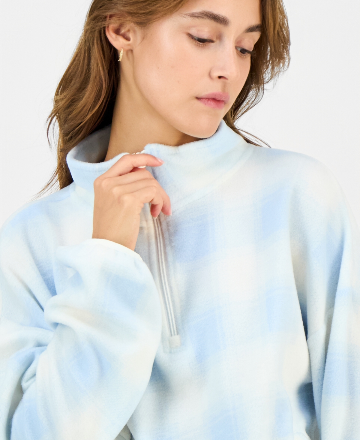 Hippie Rose Juniors' Polar Fleece Quarter-zip Sweatshirt In Multi