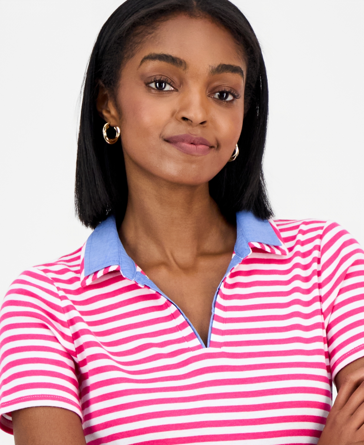 Nautica Jeans Women's Cotton Double-Collar Polo T-Shirt