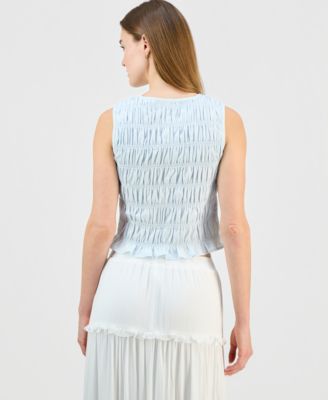 Juniors' Smocked Peplum Hem Top