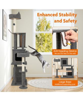 71'' Tall Cat Tree for Indoor Cats Modern Multi-Level Cat Tower Activity Center