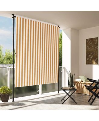 Outdoor Roller Blind Orange and White Polyester, Steel