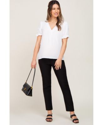 Maternity Black Stretchy Slim Fit Crop Dress Pants