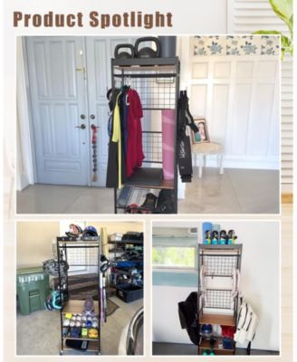 Weight Rack for Dumbbells & Kettlebells - Home Gym Storage Organizer with Wheels & Yoga Mat Hanger