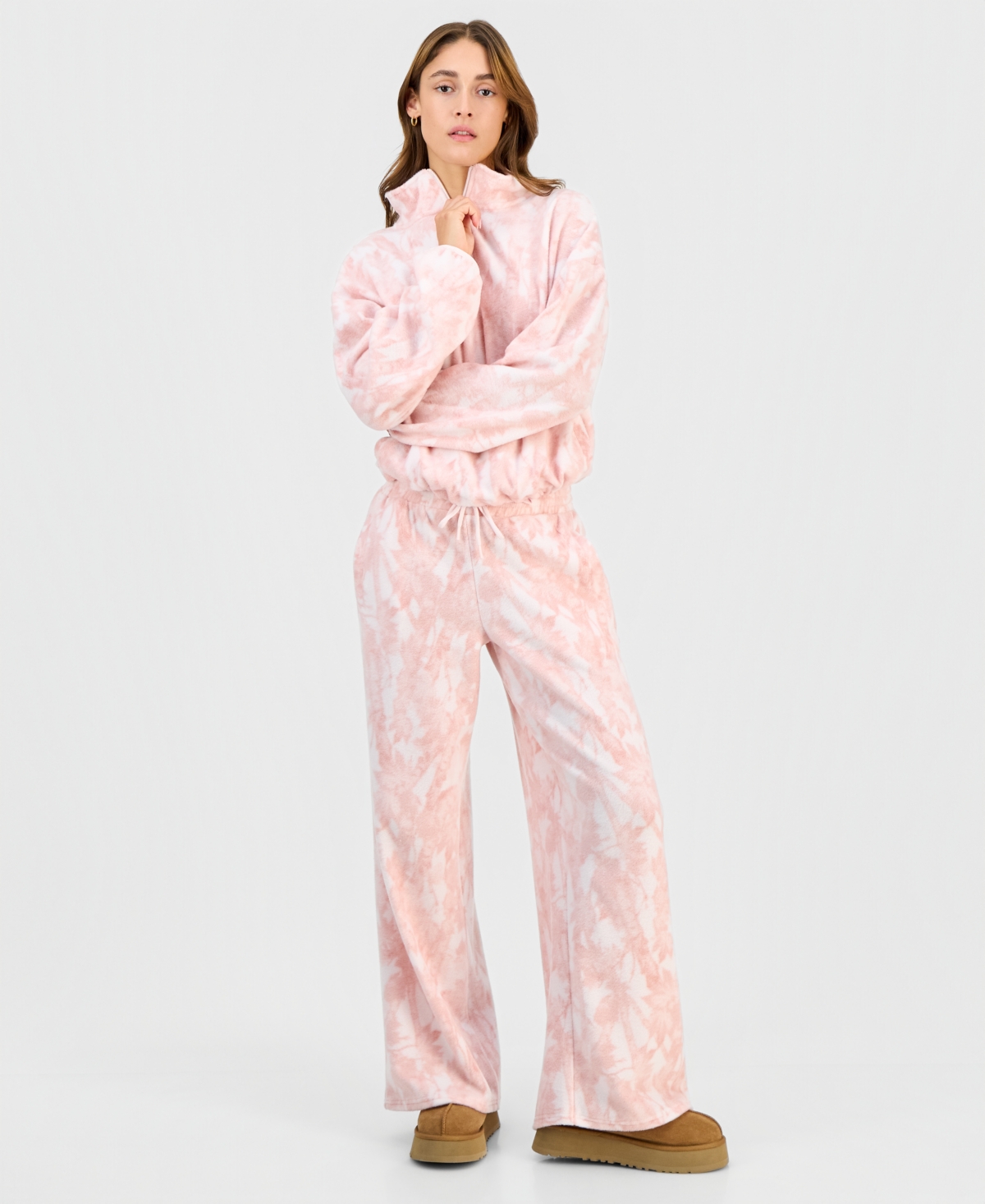 Hippie Rose Juniors' Polar Fleece High-rise Pants In Pink