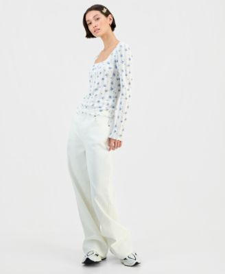 Juniors' High-Rise Wide-Leg Jeans 