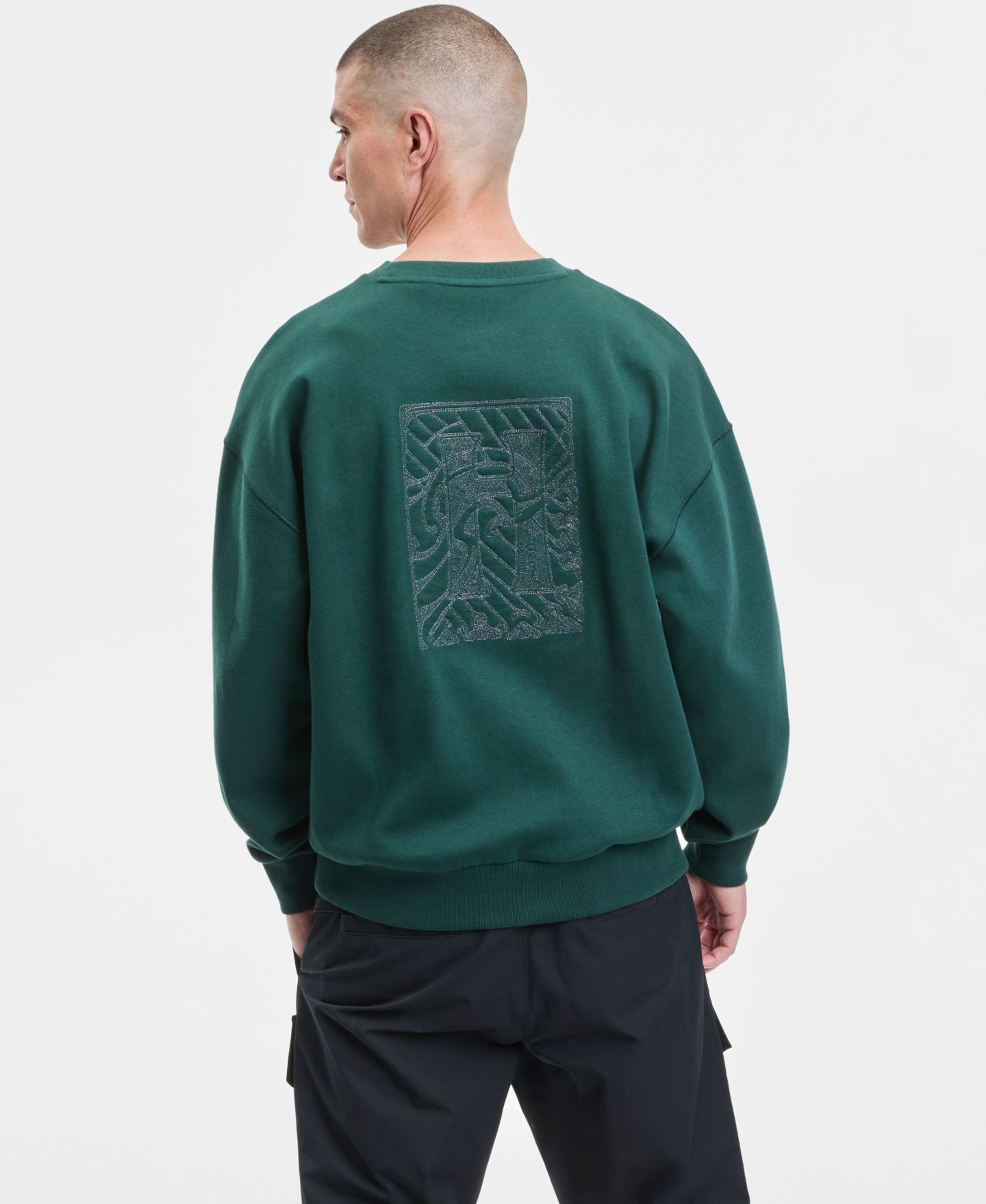 Мужской свитшот Hugo Boss Dadsino Embroidered, цвет: Зелёный — фото 4