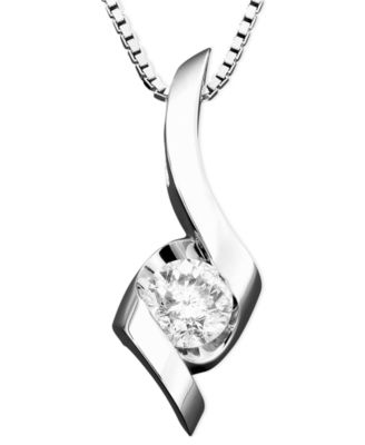 Sirena Diamond Twist Pendant Necklace (1/4 ct. t.w.) in 14k Gold, White or Rose Gold - White Gold