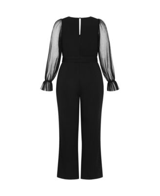Plus Size Alannah Mesh Sleeve Jumpsuit