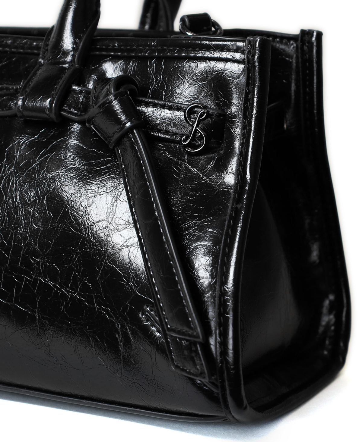 Sam & Libby Onyx Belted Satchel Bag In Black