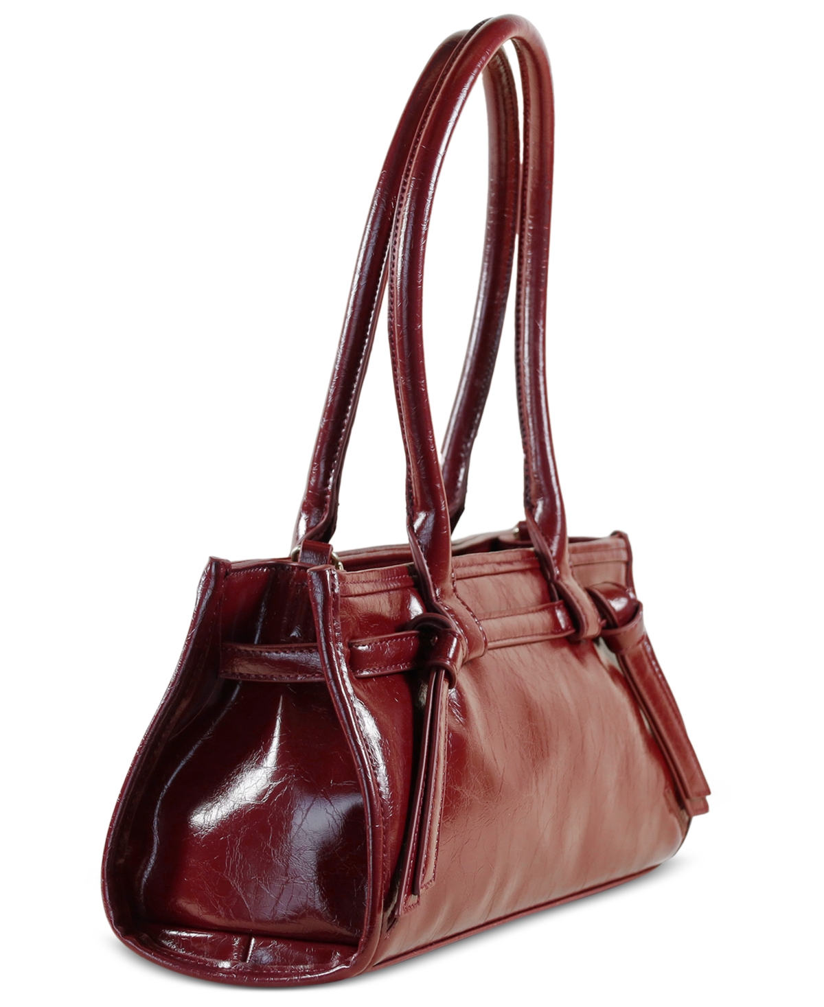 Sam & Libby Onyx Belted Satchel Bag In Burgundy
