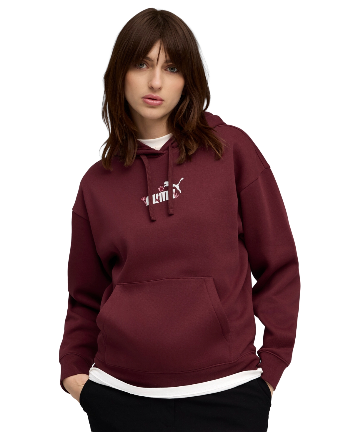 Puma Women's Essential Comfort Hoodie Sweatshirt In Burgundy