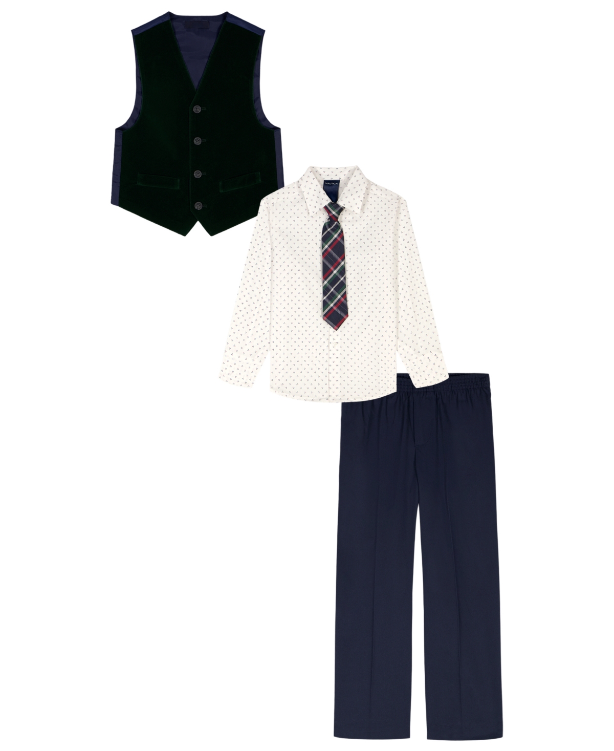 Nautica Boys 2T-7 4-Piece Shirt, Tie, Vest and Pants Set