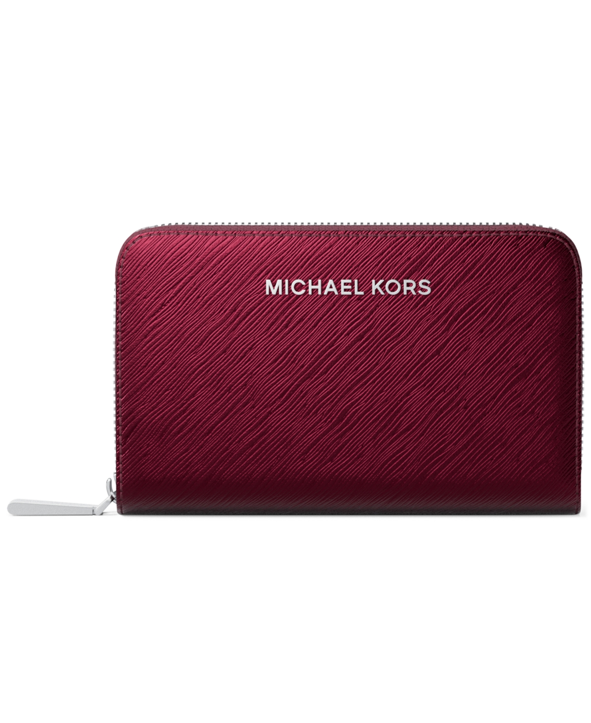 Michael Kors Michael  Jet Set Small Zip Around Card Case In Burgundy