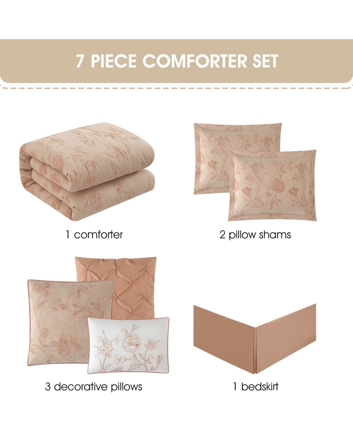 Stratford Park Kursia Floral 7-pc. Comforter Set, King In Pink