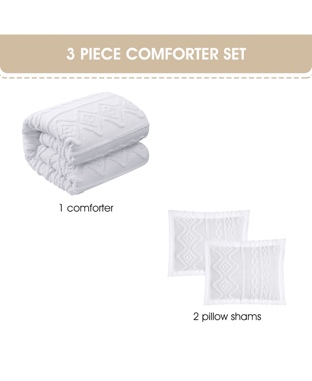 Stratford Park Aluma Geometric 3-pc. Comforter Set, Full In White