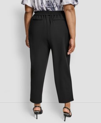 Plus Size Pleated Ponte Ankle Pants