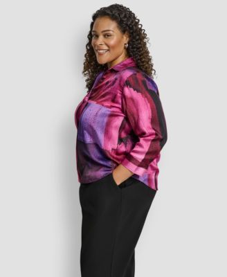 Plus Size Collared Neck Top