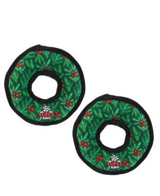 Medium Ring Wreath 2 Pack, Durable Plush Squeaky Dog Toy