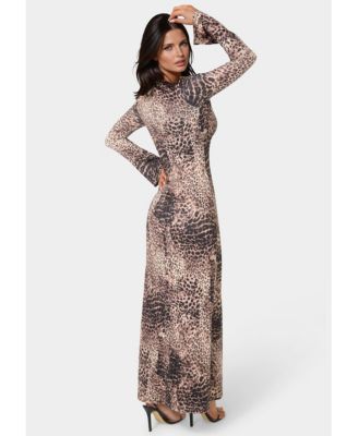 Women's Long Sleeve Keyhole Maxi Dress