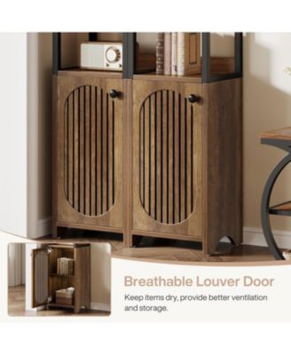 6-Tier Kitchen Pantry Cabinet,70.87" Tall Narrow Bookshelf with Louvered Door Cabinet