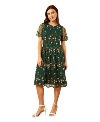 Women's Embroidered Floral Skater Dress
