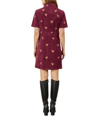 Women's Fox Embroidered Cord Shirt Dress