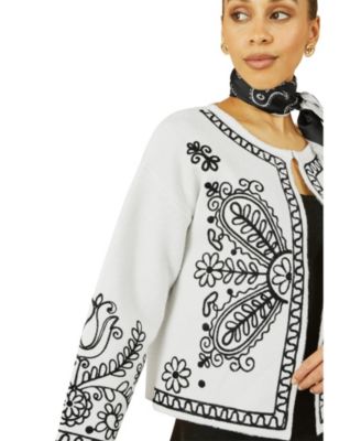 Women's Knitted Folk Edge To Edge Cardi