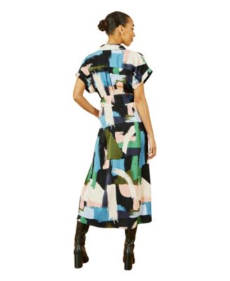 Women's Brushstroke Print Relaxed Shirt Dress
