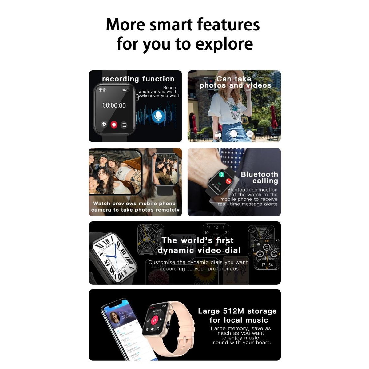 Ruxing Smart 1.91'' Smart Watches for Women Men Photography multifunctional With Bluetooth Call, Health Monitoring, IP67