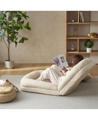 Triple Fold-Down Sofa Adjustable Recliner with Thick Mattress for Multifunctional Use