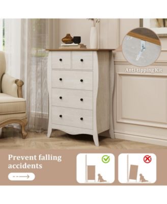 Dresser for Bedroom with 3 Folding Fabric Drawers and Anti-tipping Kit