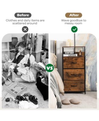 Freestanding Cabinet Dresser with Wooden Top Shelves