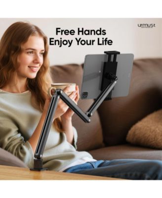 Tablet Stand for Desk, Adjustable iPad Holder Clamp Mount, 360° Rotation, Sturdy Aluminum Tablet Arm Mount for 4.7"-13" Device