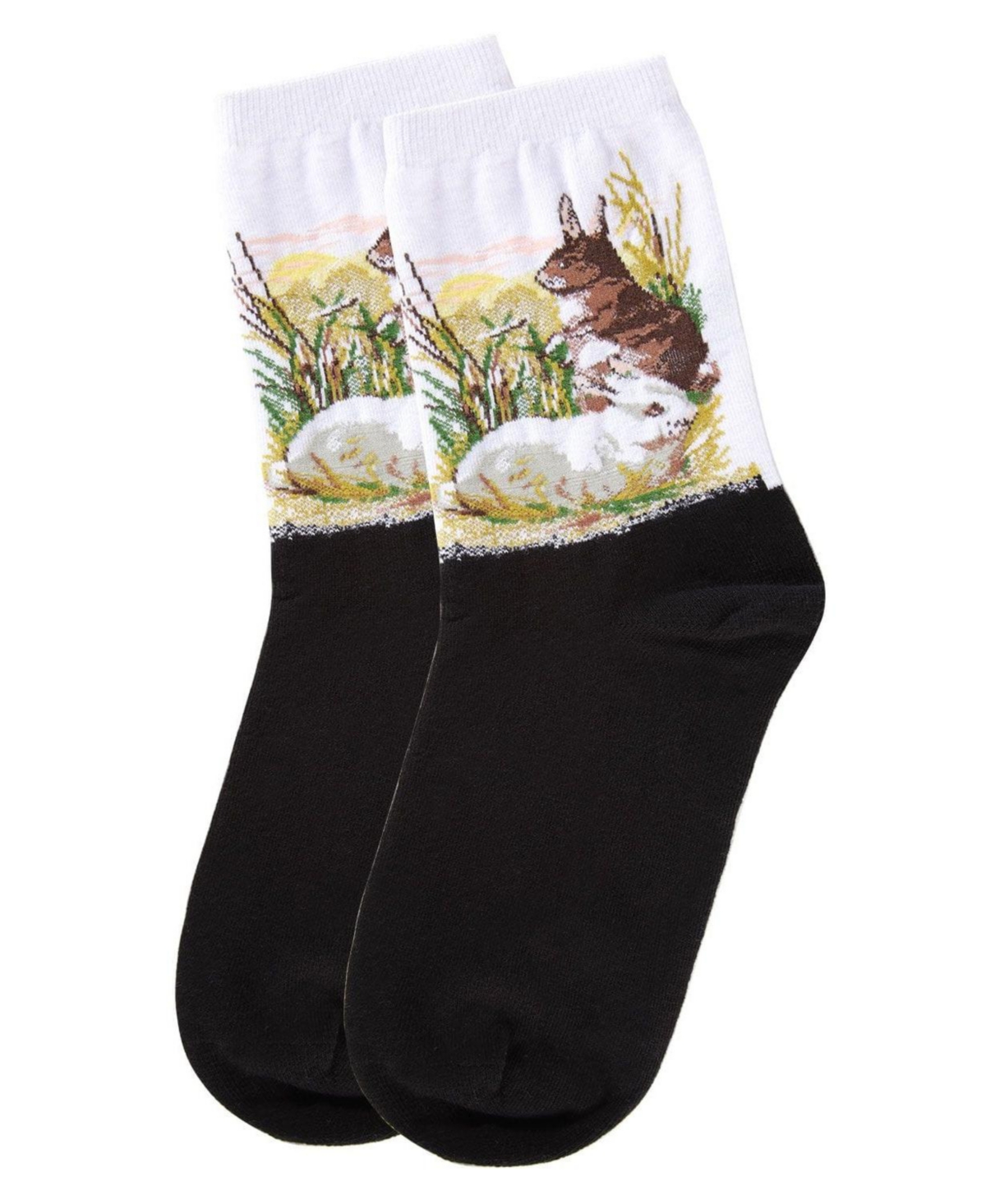 MeMoi Women's Rabbit Limited Edition Art Cotton Blend Crew Sock