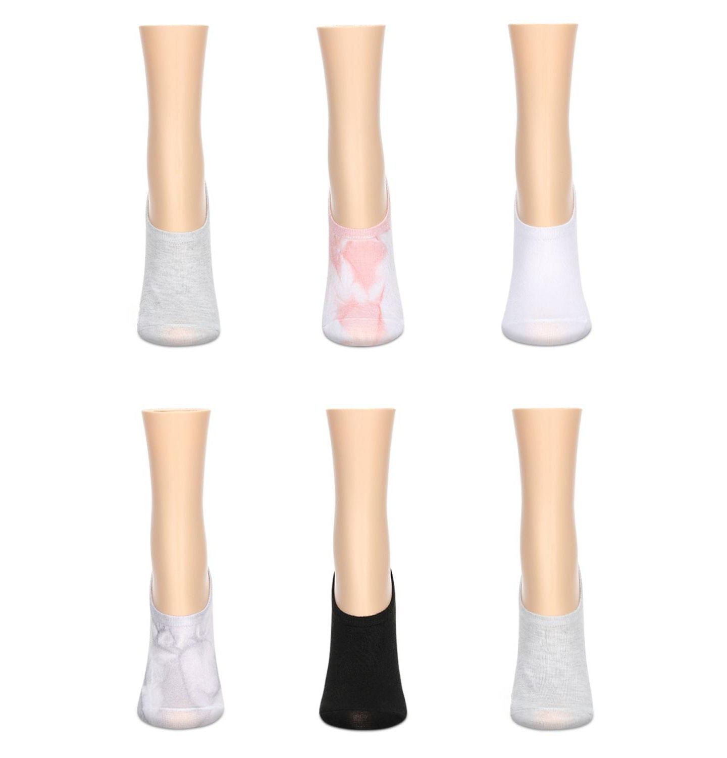 Женские кроссовки MeMoi 6 Pair Pack Tie Dye No Show Sneaker Liners, цвет: Пудровый — фото 2