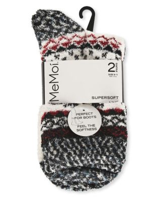 Women's 2 Pair Pack Fairisle Border Cloud Soft Crew Socks
