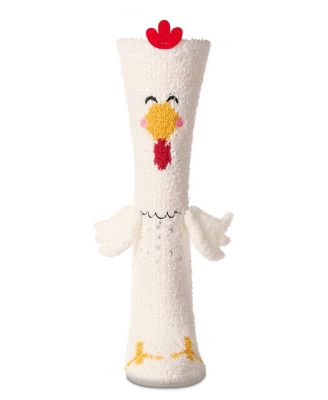 Women's Plush Chicken-Themed Embellished Crew-Length Lounge Sock