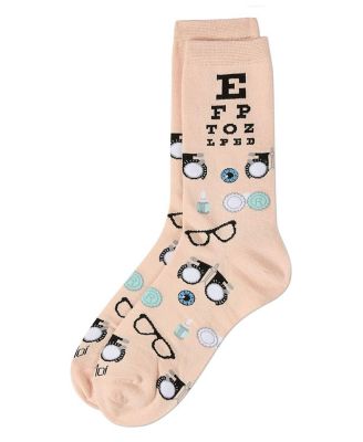 Women's "Eye Exam" Rayon Blend Novelty Crew Sock