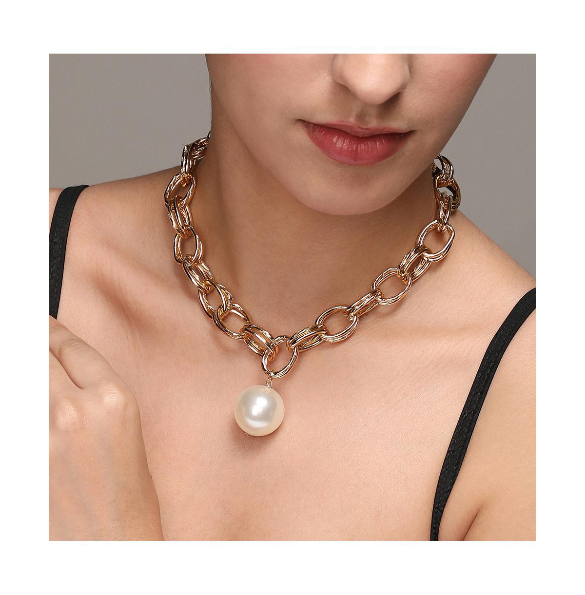 Sohi Women's Pearl Chain Necklace