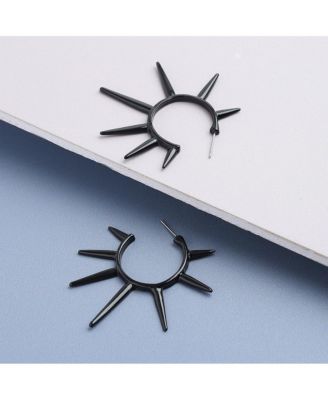 Women's Black  Spike Hoop Earrings