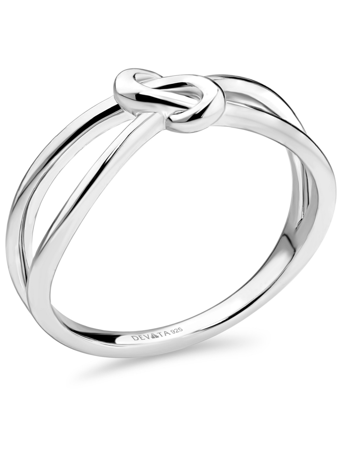 Devata Love Knot Ring in Rhodium Plated Sterling Silver