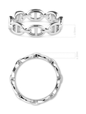 Mariner Link Ring in Rhodium Plated Sterling Silver, Size