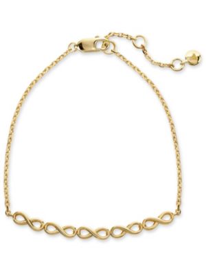 Infinity Chain Bracelet in Gold Plated Sterling Silver, Adj 6.5/7.0/7.5 inch