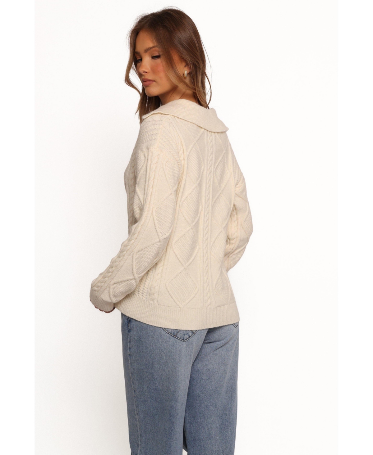 Petal and Pup Women's Robbie Collar Neck Cable Knit Sweater