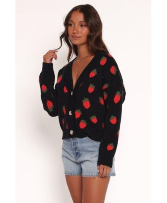 Women's Judson Strawberry Knit Cardigan - Black