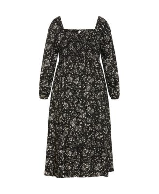 Plus Size Abbigail Long Sleeve Print Maxi Dress