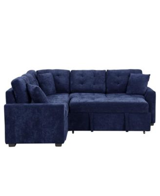 82.6'' L-Shaped Pull Out Sleeper Sofa with USB Ports, Power Outlets & Wheels, Modular Sectional Sofa Bed for Living Room