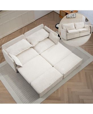 3-in-1 Sleeper Sofa Bed – 73.6" Corduroy Pull-Out Couch with USB & C-Type Ports, Side Storage for Small Spaces