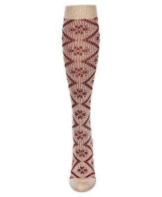 Women's Open Crochet Diamond Pattern Chunky Knee High Sock