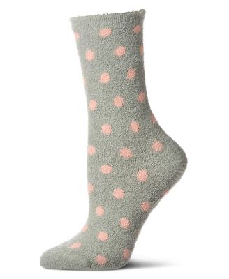 Women's Polka Dot Non-Skid Lavender Infused Crew-Length Cozy Spa Sock